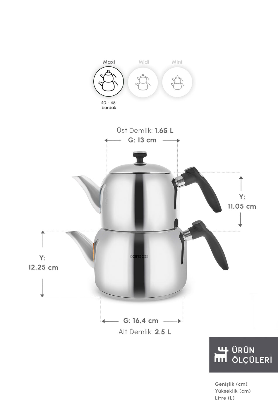 Karaca Asiye Maxi Teapot Set, Black - MALLTURK