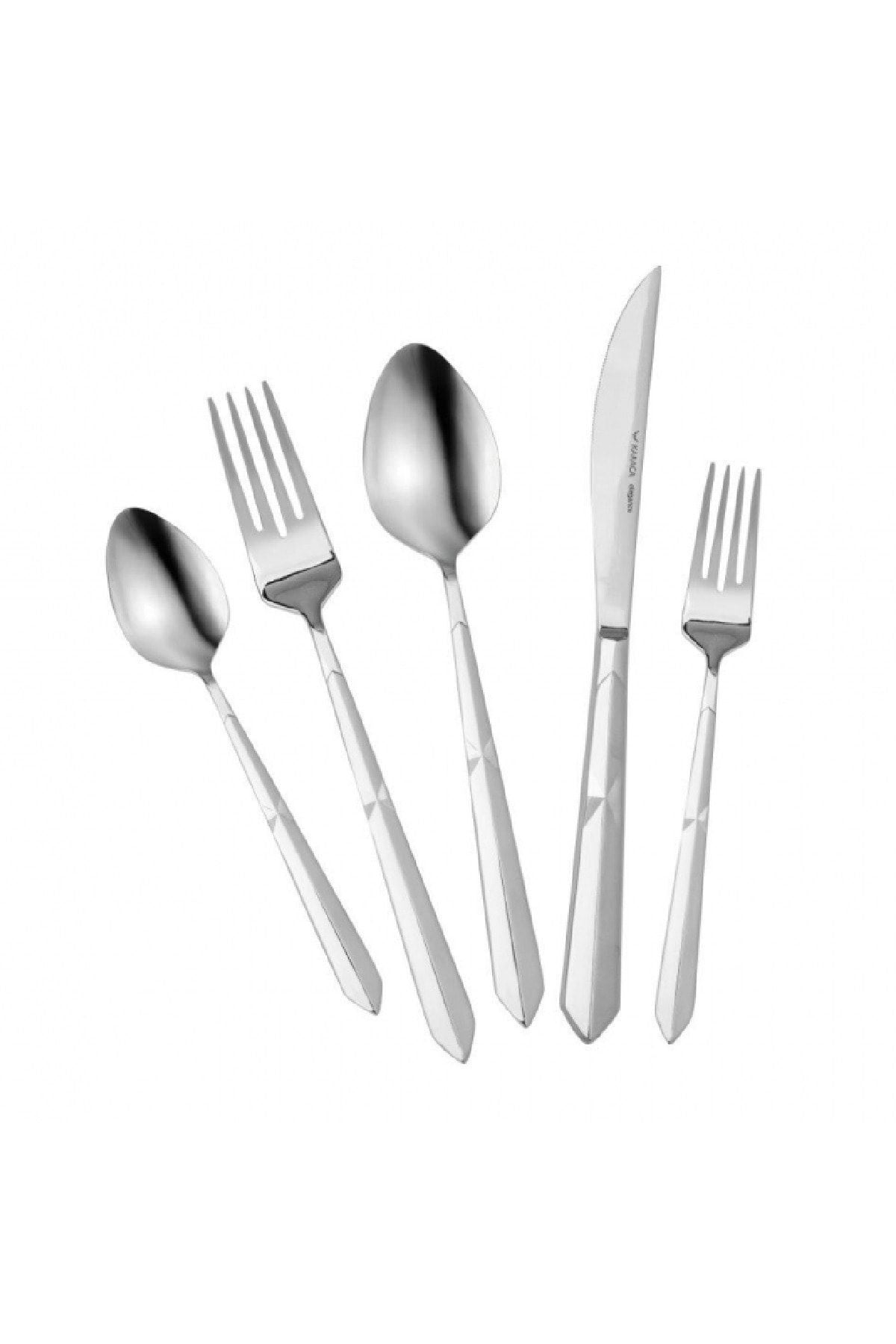 Karaca 84 Piece 12 Place Setting diamond platin elg Boxed Flatware Set - MALLTURK