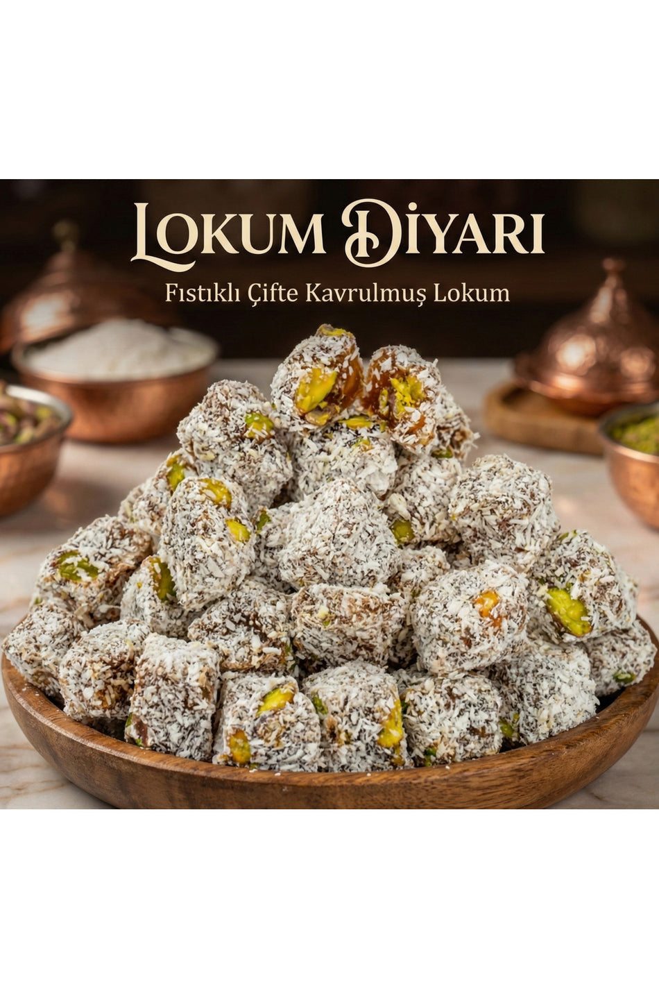 lokum diyari Double Roasted Pistachio Turkish Delight 500 g - MALLTURK