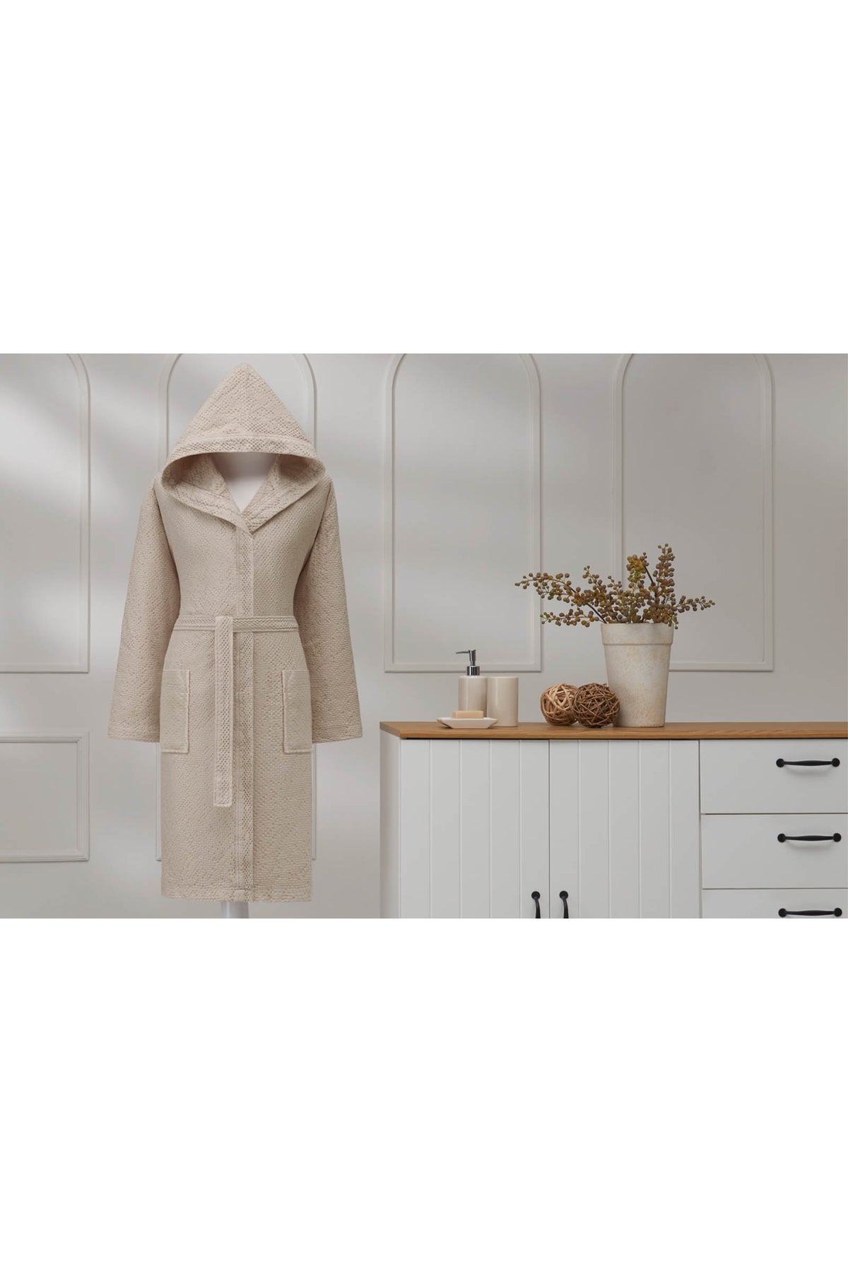 Ozdilek Grave Waffle Hooded Bathrobe - MALLTURK
