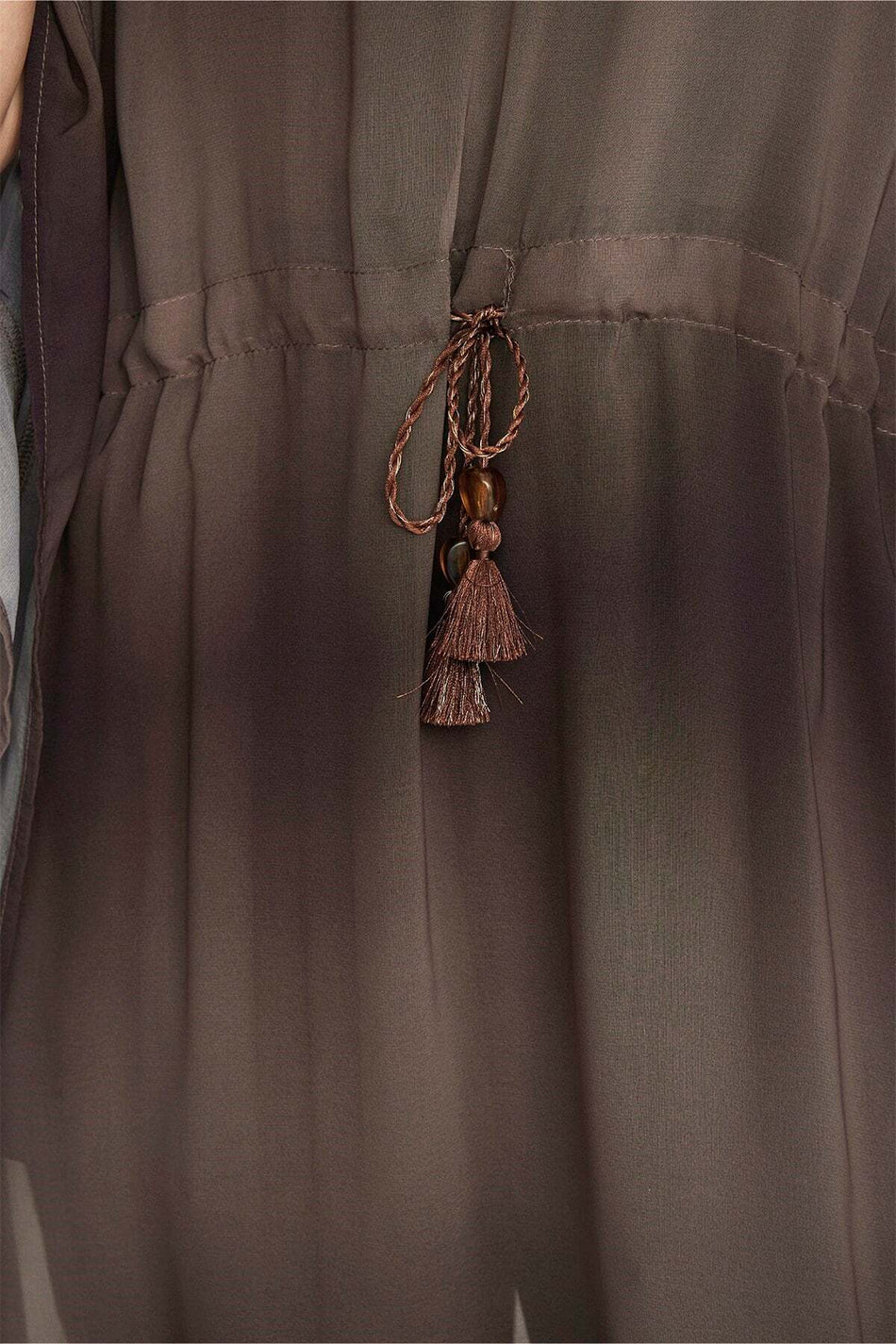 Hasema Tassel Detail Brown Long Pareo 1012