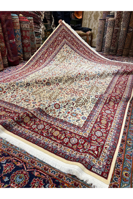 RD RAMAZAN DAG Hand Rug Art Hand-Woven Sumerbank Hereke Rug Signed Seven Mountains Flower Design Size 276x200 - MALLTURK