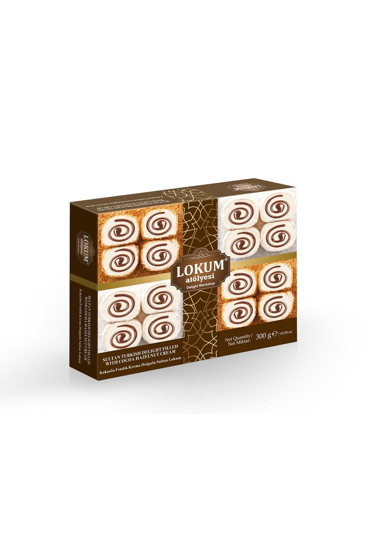 Lokum Atolyesi Cocoa findik krema Filled Sultan Style Turkish Delight 300g - MALLTURK