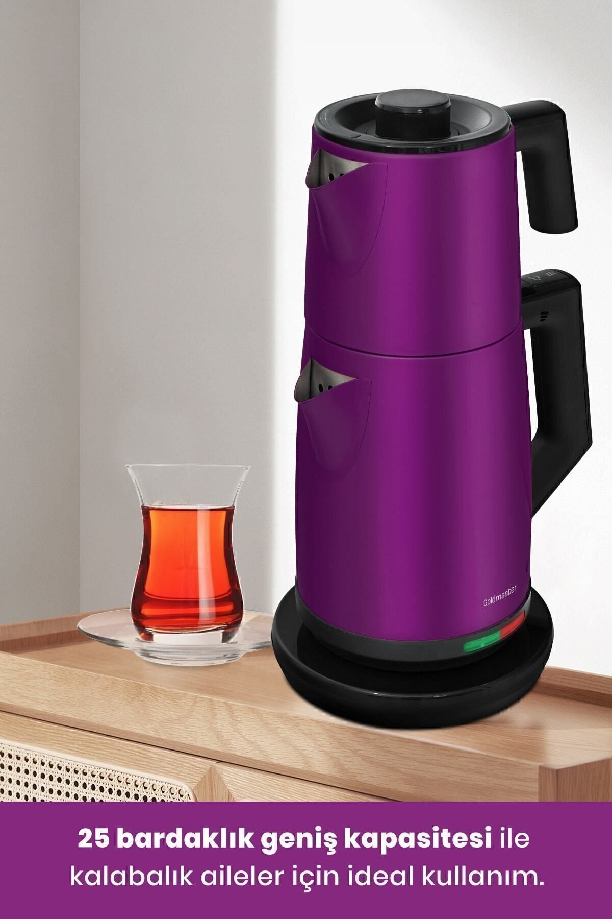 GoldMaster Teachef Violet 2200 Watt Stainless Steel Drip-Free Design Tea Maker and Kettle - MALLTURK