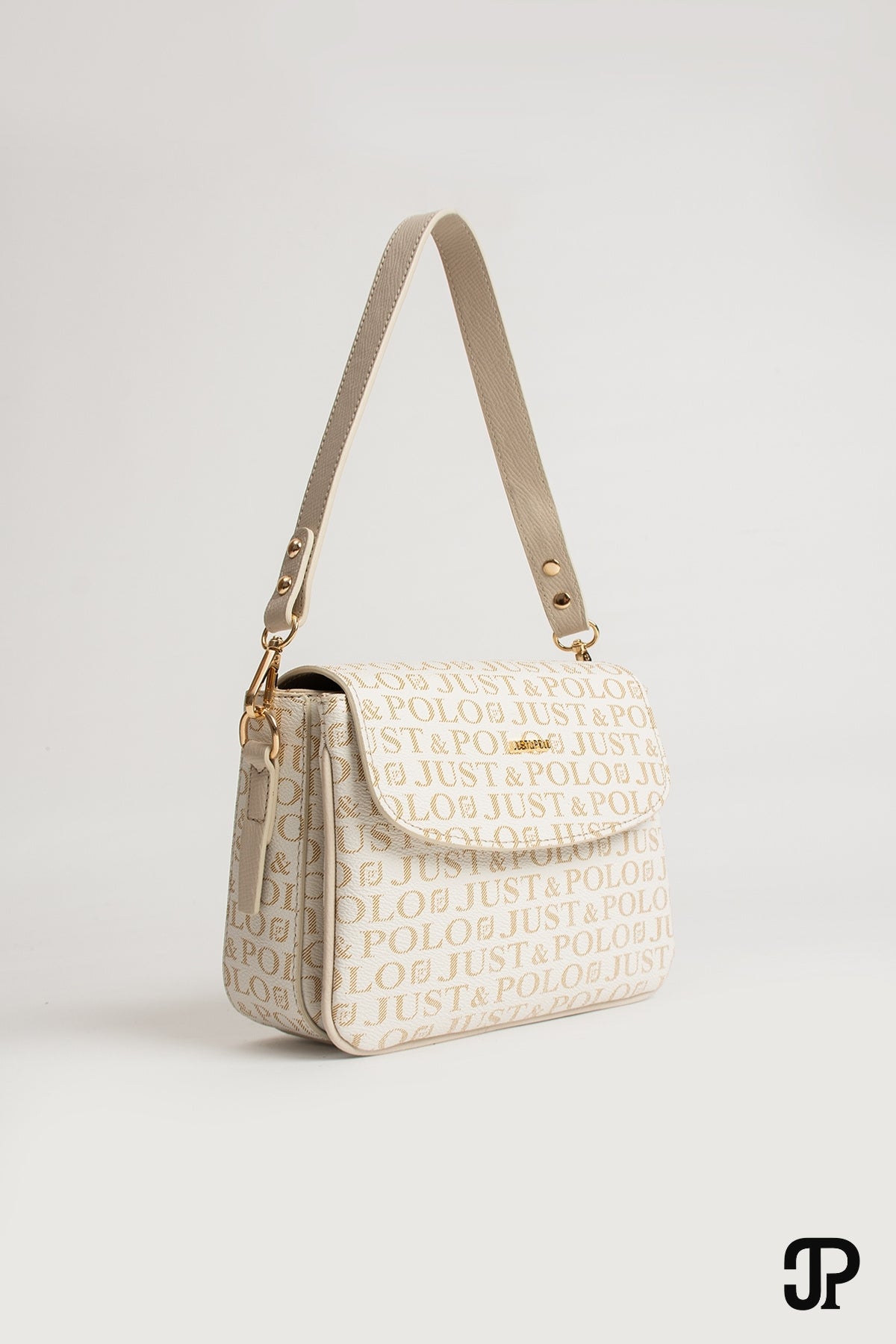 Just Polo Original Women's 4-Compartment Luxury Soft Leather Adjustable Crossbody Strap Stylish Trendy Shoulder Bag Cream - MALLTURK
