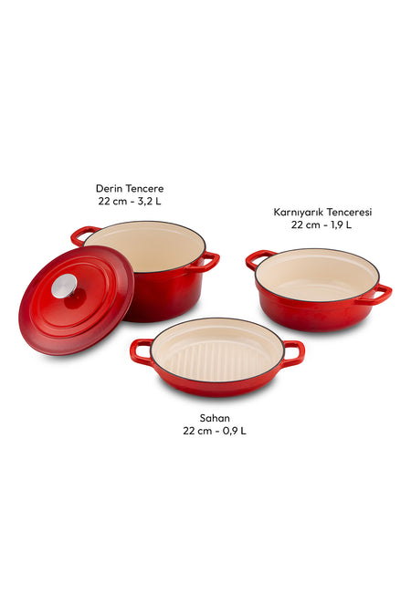 Emsan Fortino Cast Cast Cookware Set 4 Piece 22 cm