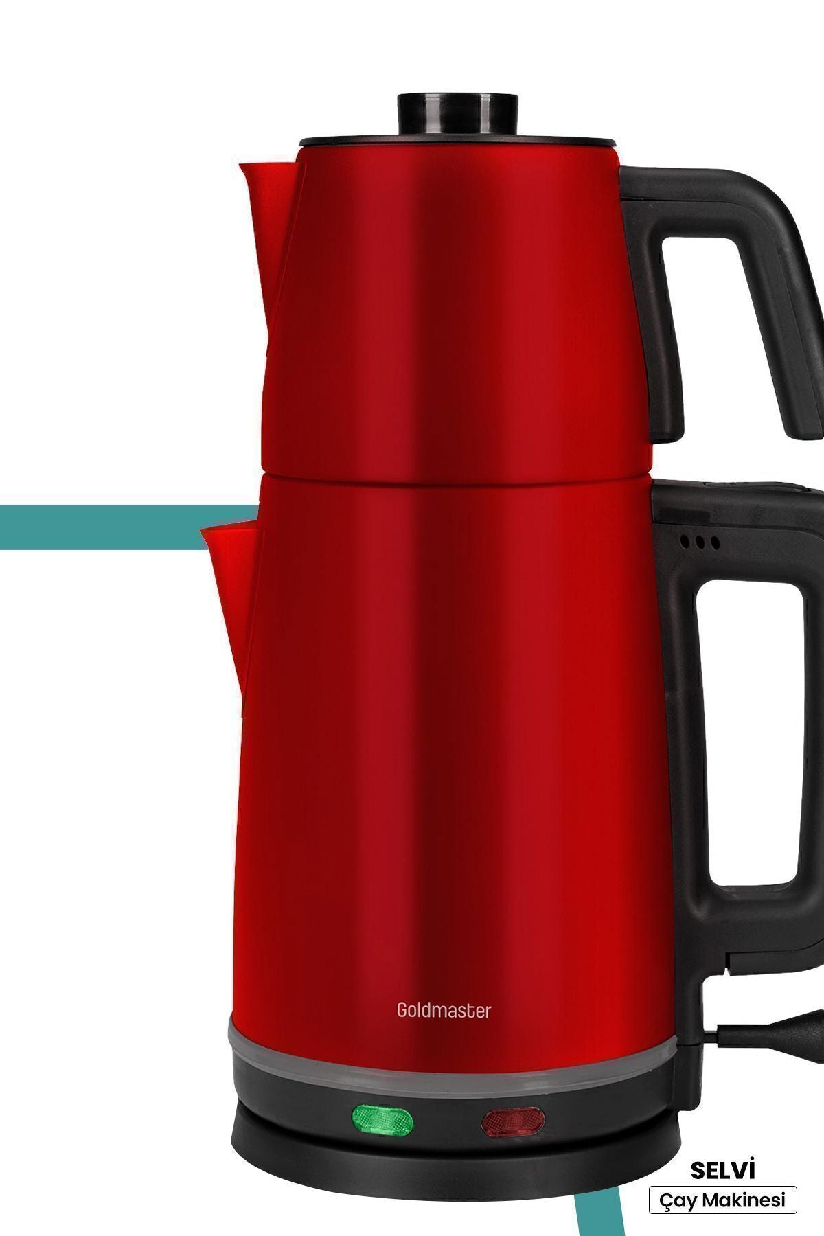 GoldMaster Selvi Red 2200 Watt Dual Heater Stainless Steel Tea Maker and Water Kettle - MALLTURK