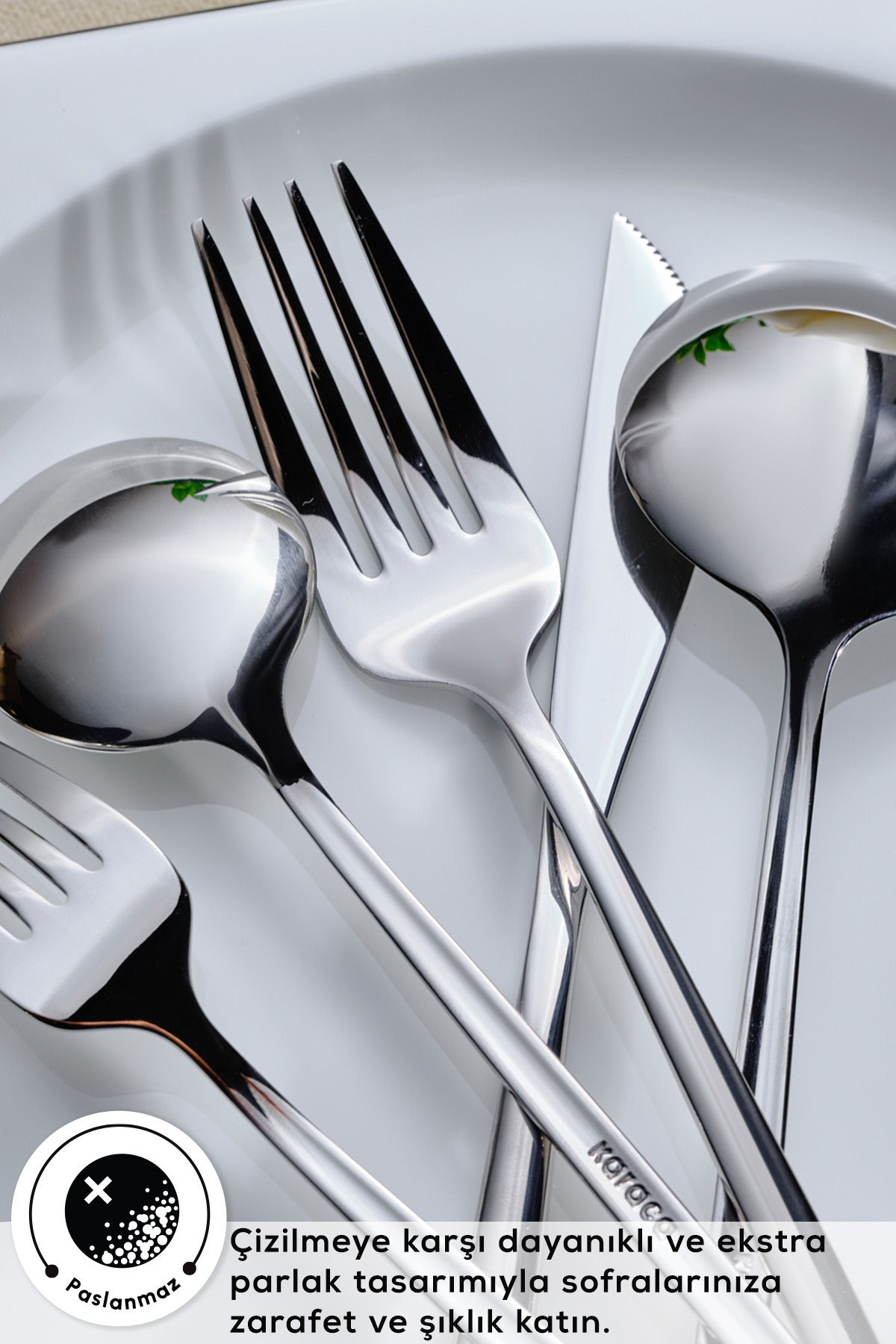 Karaca orion platin 30 Piece 6 Place Setting Flatware Set - MALLTURK