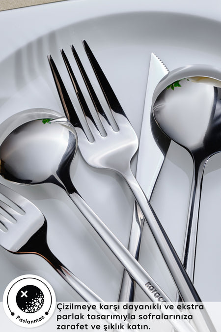 Karaca orion platin 30 Piece 6 Place Setting Flatware Set - MALLTURK