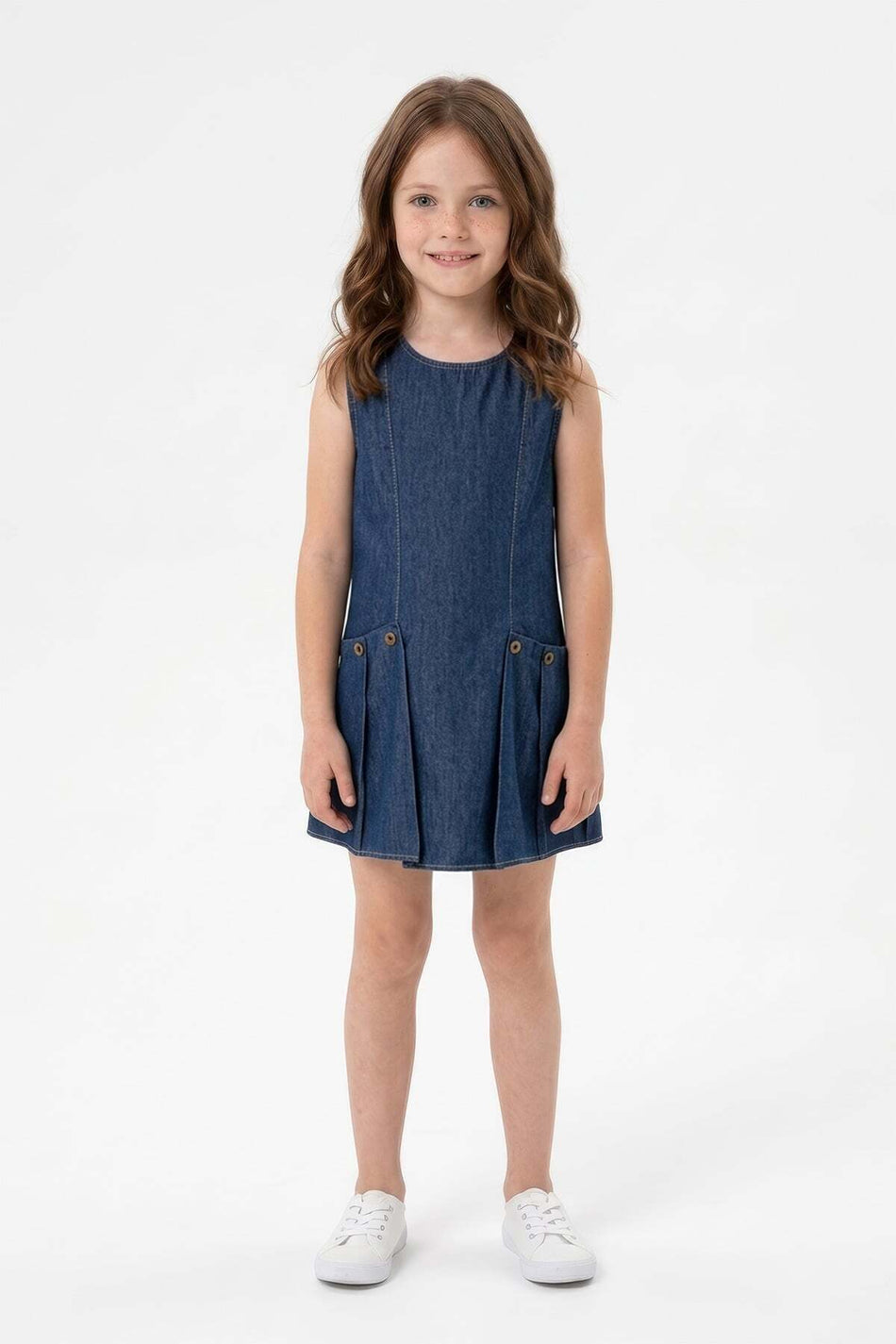 Pocketed Pleated Girl's Dress