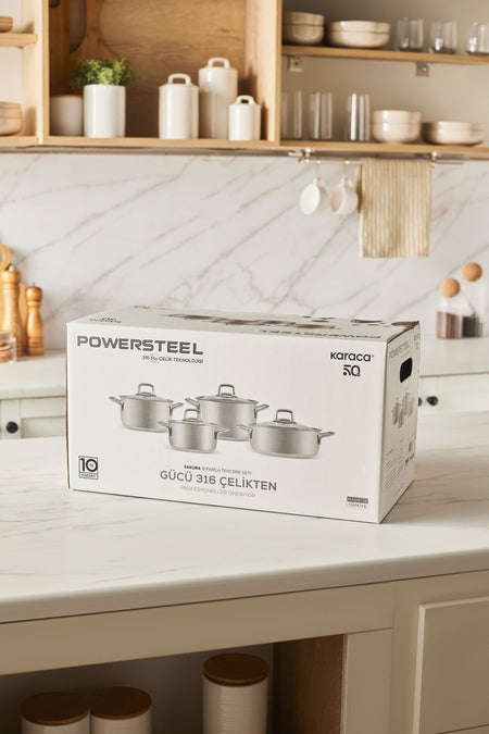 Karaca Sakura Powersteel 316 Induction Compatible 8 Piece Cookware Set - MALLTURK