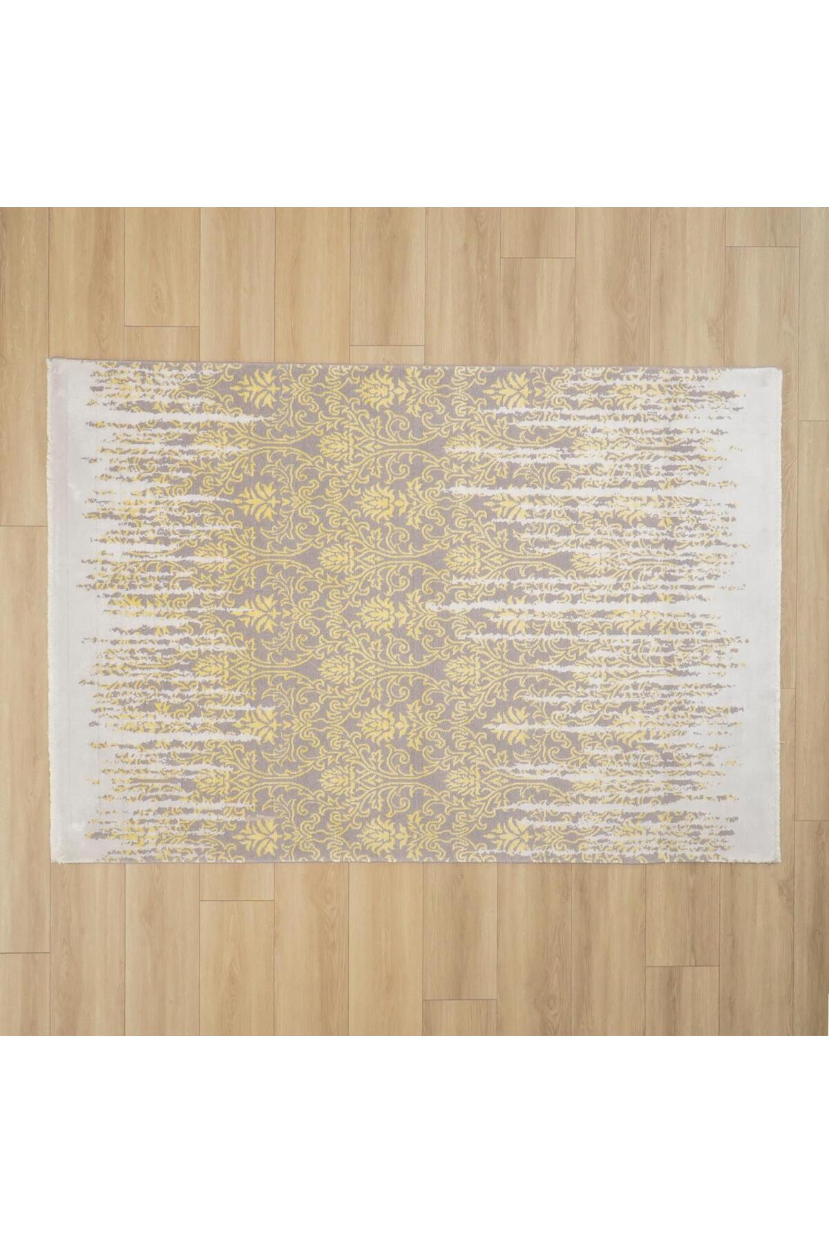 Halicizade Heritage Series Vintage Pattern Machine Woven Rug - Heritage 455 Yellow - MALLTURK