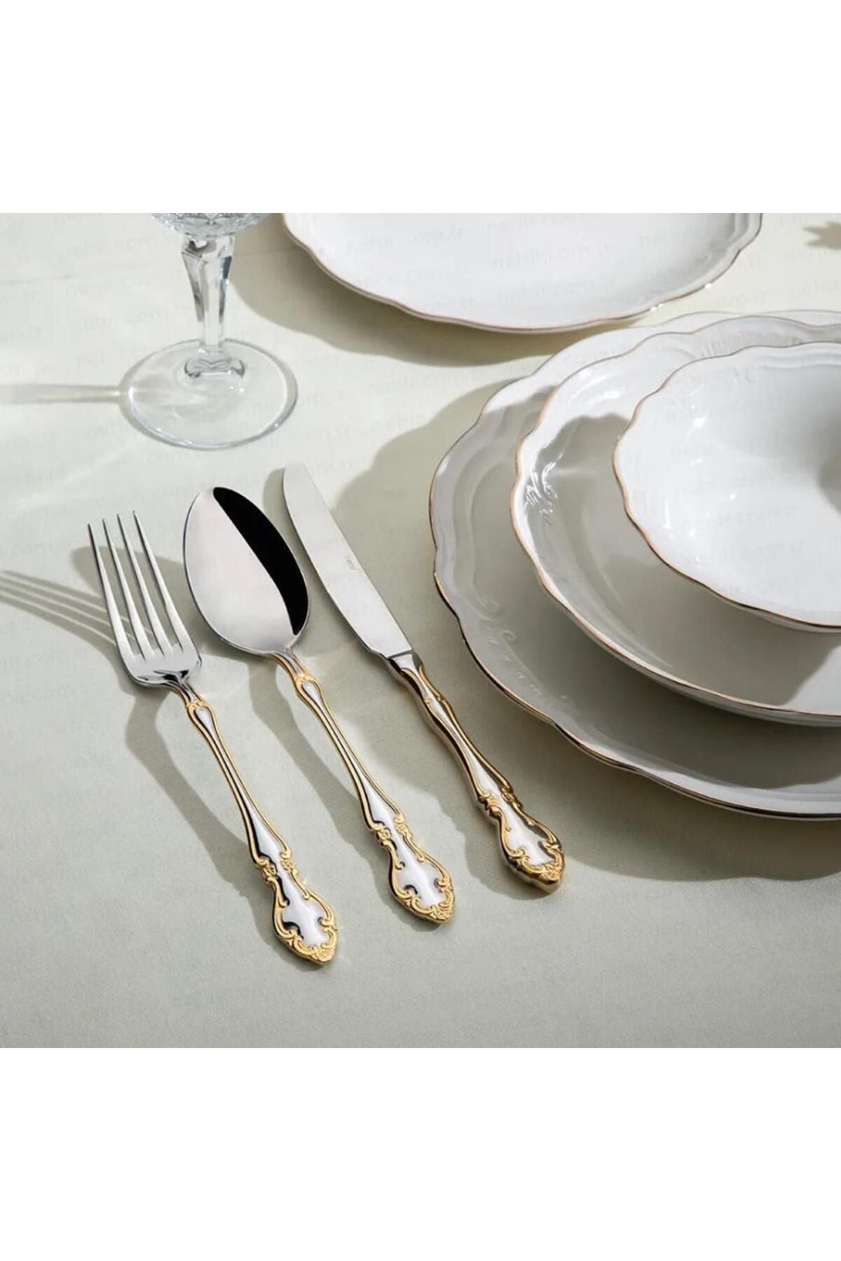 Nehir adriana altin Fork 84 Piece Spoon Knife Set - MALLTURK