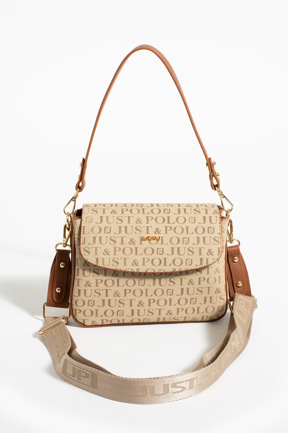 Just Polo Women's Sand Tan 3-Compartment Hand and Shoulder Bag JPM2065 Sand Tan Dimensions: 22x23x11 cm