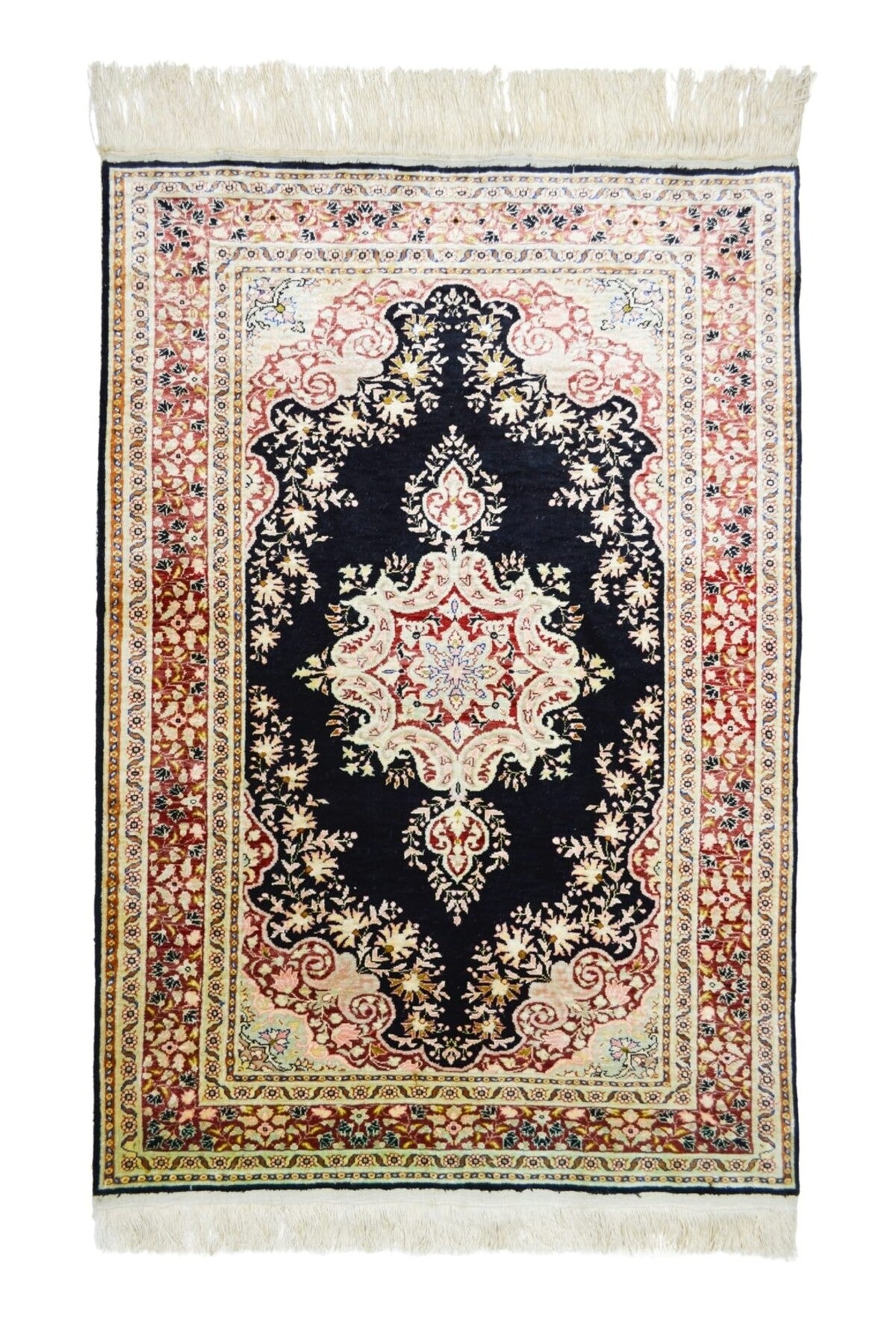 Handmade Pure Silk Hand-Woven Medallion Design Kayseri Rug 80x116 cm (0.93 m2) - MALLTURK