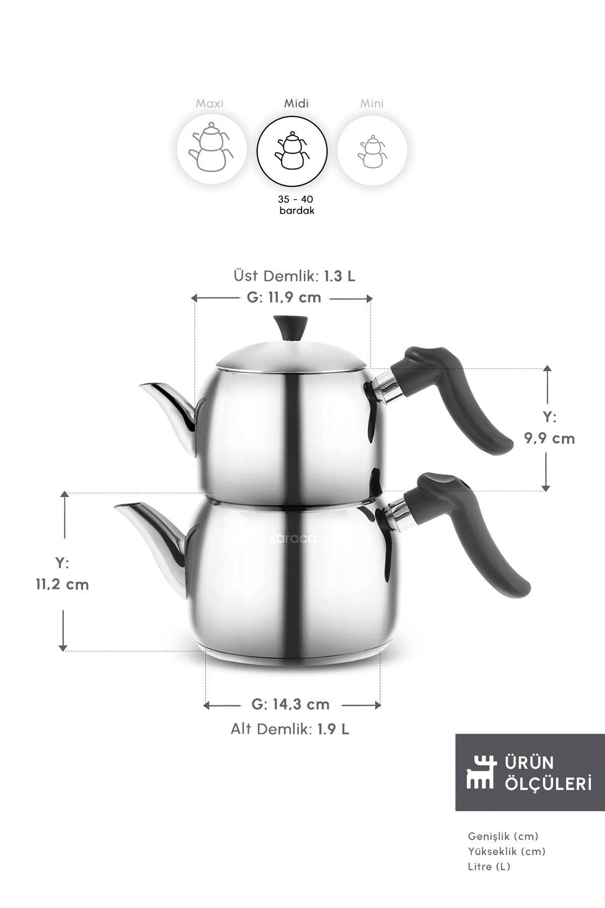 Karaca Nora Midi induction Base Teapot Set - MALLTURK
