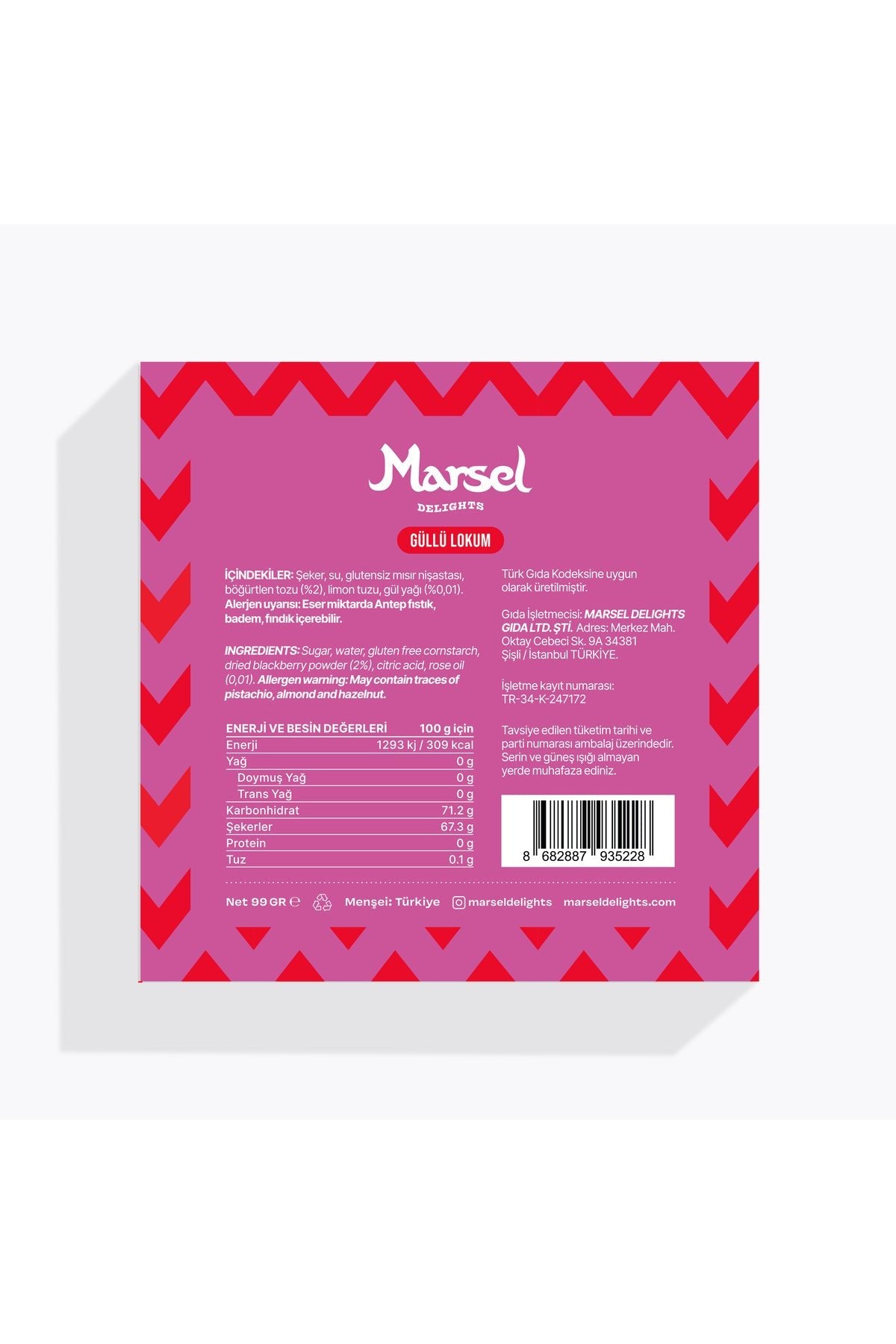 Marsel deligths Rose Flavored Turkish Delight - MALLTURK