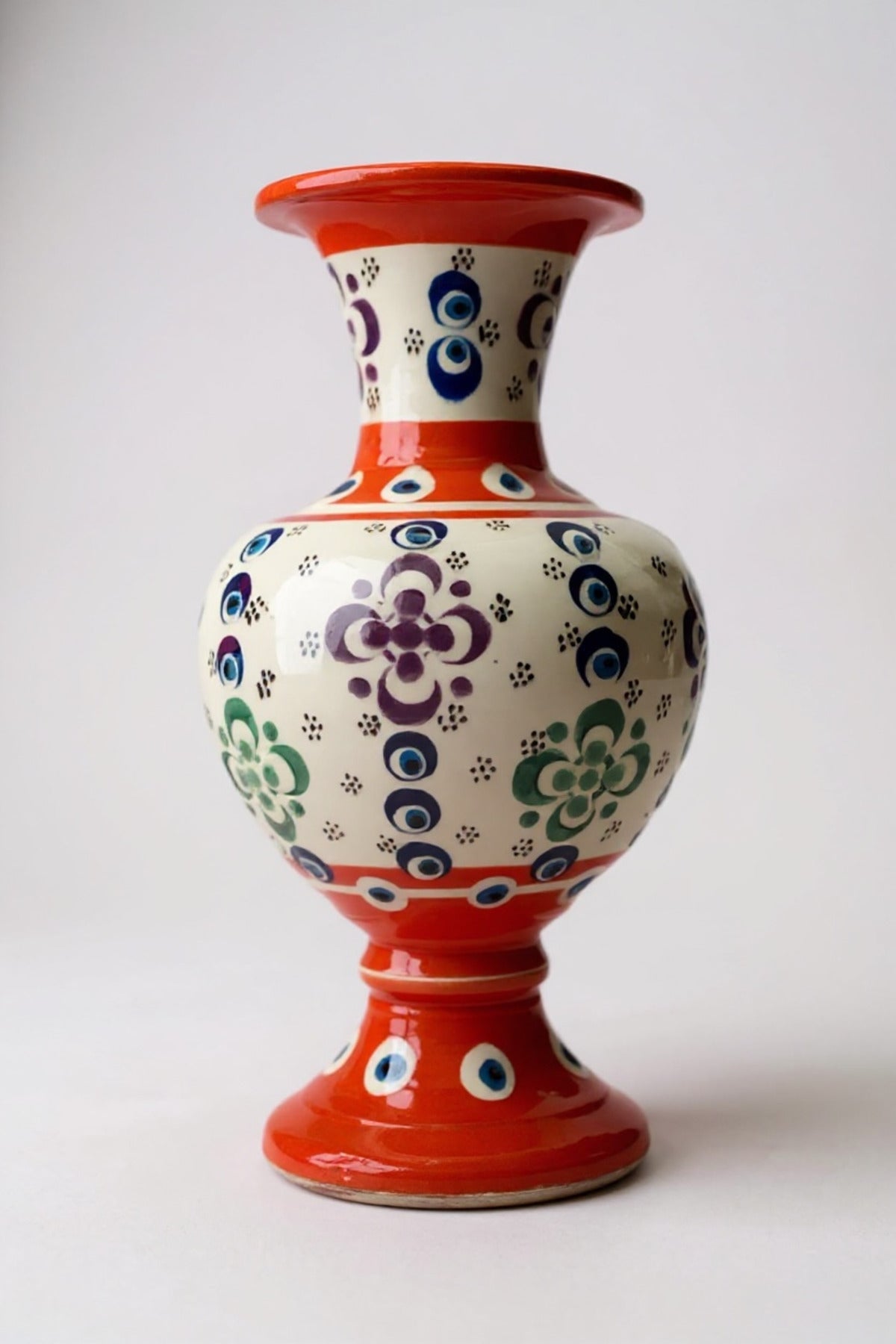 STORESZA Handmade Wheelwork 20cm Lace Alhambra Ceramic Vase Orange - MALLTURK