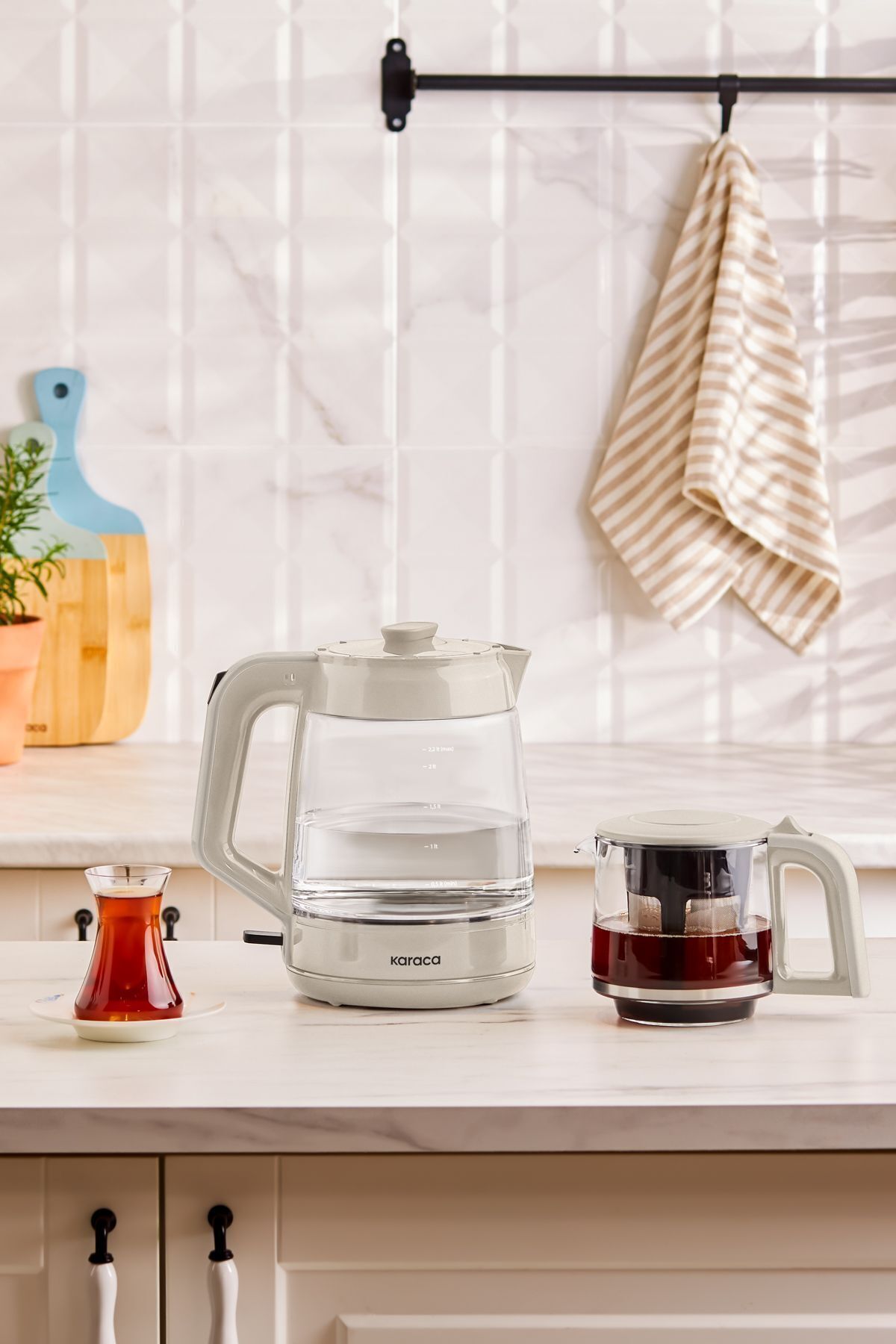 Karaca Glass Tea XL 2 in 1 Glass Tea Maker Starlight - MALLTURK