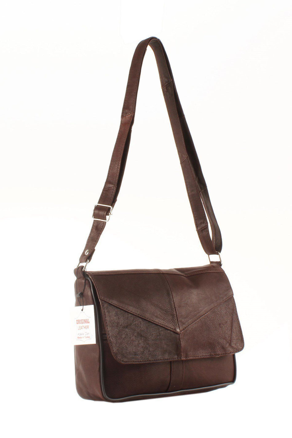 Fubileather Carmen Genuine Leather Crossbody Messenger Bag Black 24x20