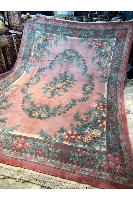 RD RAMAZAN DAG Hand Rug Art Hand-Woven Embossed Chinese Rug Premium Quality Pink Color Size 370x274 - MALLTURK