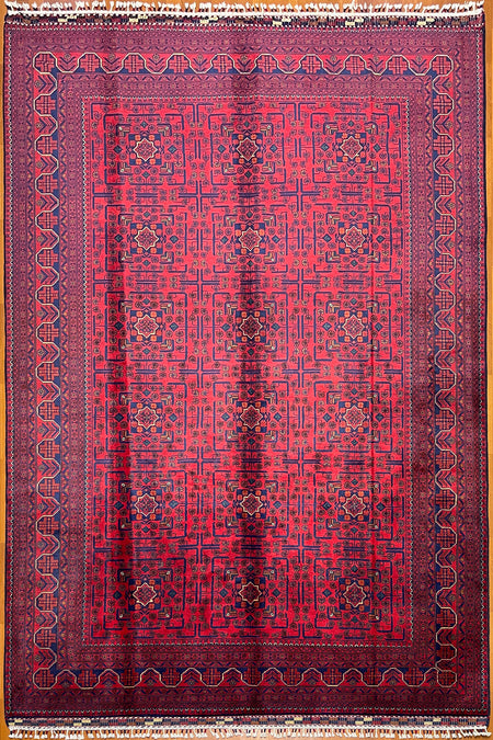 Afghan Rug 6 Meter Red 100% Wool Handicraft ile Harika Yildiz Pattern