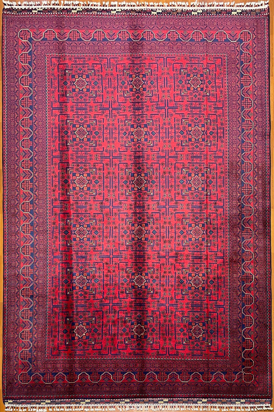 Afghan Rug 6 Meter Red 100% Wool Handicraft ile Harika Yildiz Pattern - MALLTURK