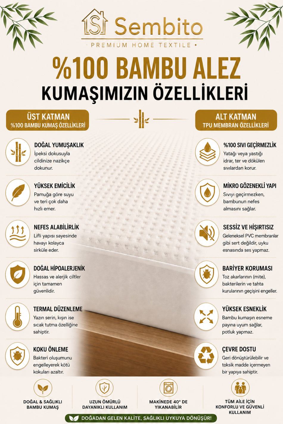 SEMBITO Bamboo Mattress Protector - MALLTURK