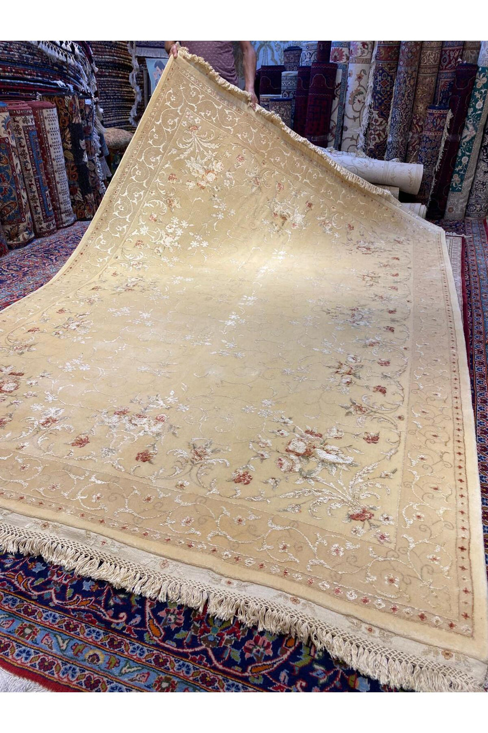 RD RAMAZAN DAG Hand Rug Art Hand-Woven Feshane Rug Silk Fringe with Silk Wool Weave Size 300x200