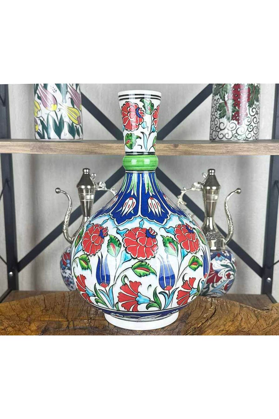 Cini Evi Ottoman Garden – Iznik Tile Vase - MALLTURK