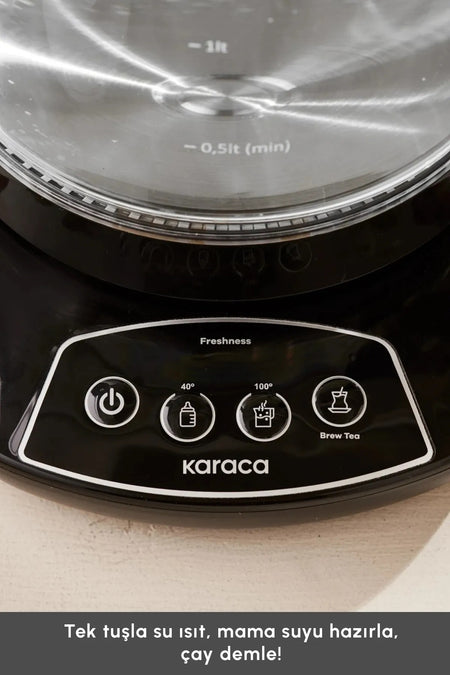 Karaca Tea, Baby Food Water and Kettle 3-in-1 Family Size Talking Glass Tea Maker 1700w - MALLTURK