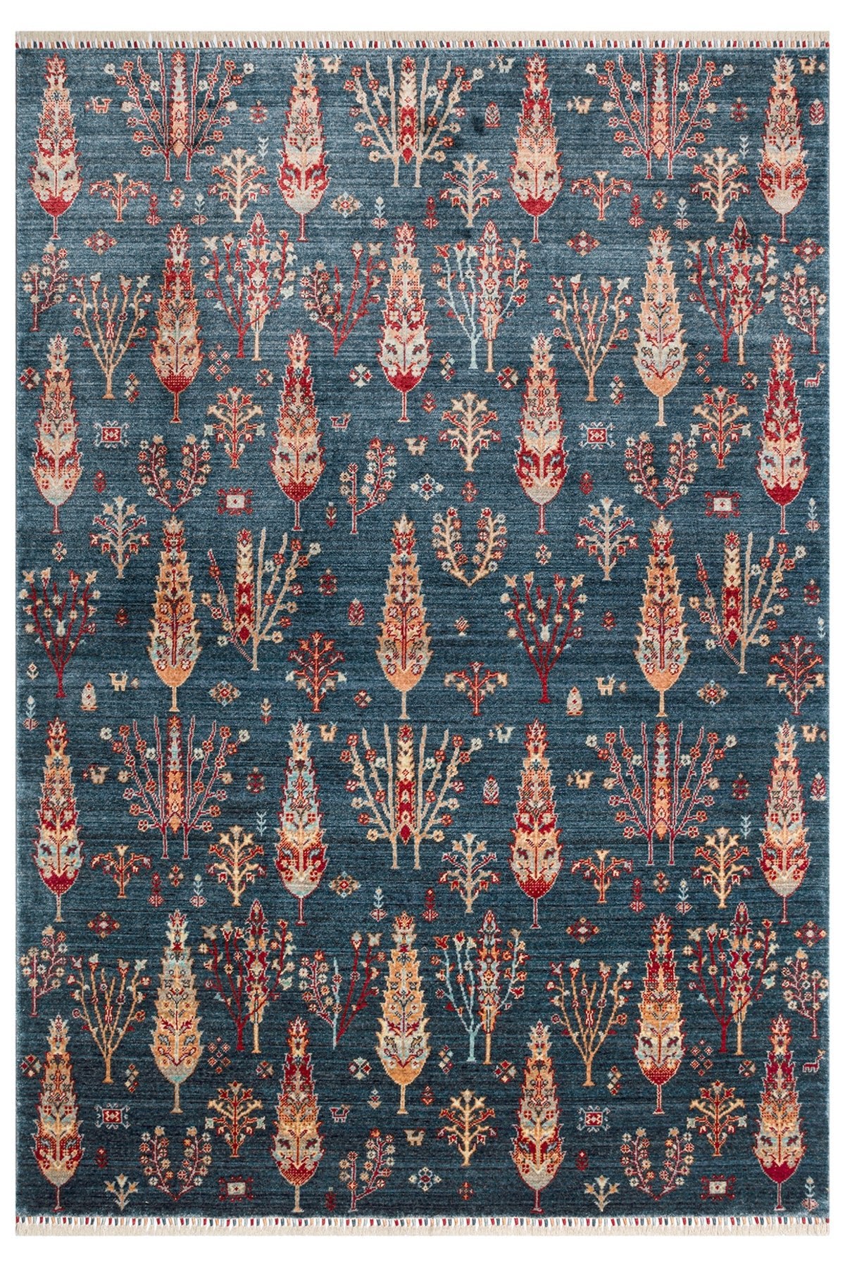 Eko Hali Zara Zr08 Navy Turquoise Authentic Patterned Modern Usak Carpet, Handcrafted on Special Looms. - MALLTURK