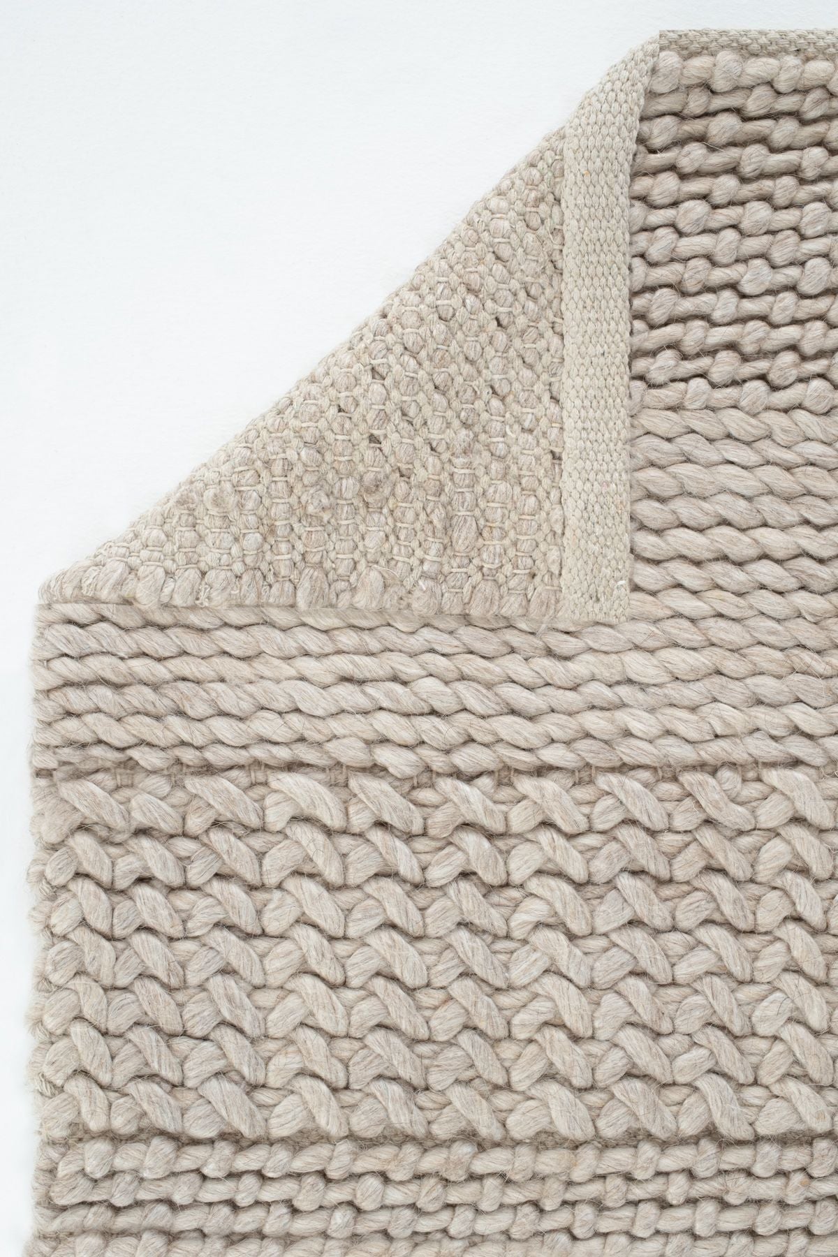Cool Rug Elegance J352 Beige Wool Rug Natural Living Room Rug Hallway Rug Runner Hand-Woven Rug Knitted Handmade Rug