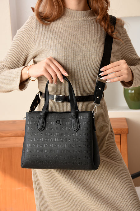 Just Polo Women's Hand and Shoulder Bag, New Season, Black, SIZE: Height 18 cm, Width 25 cm - MALLTURK