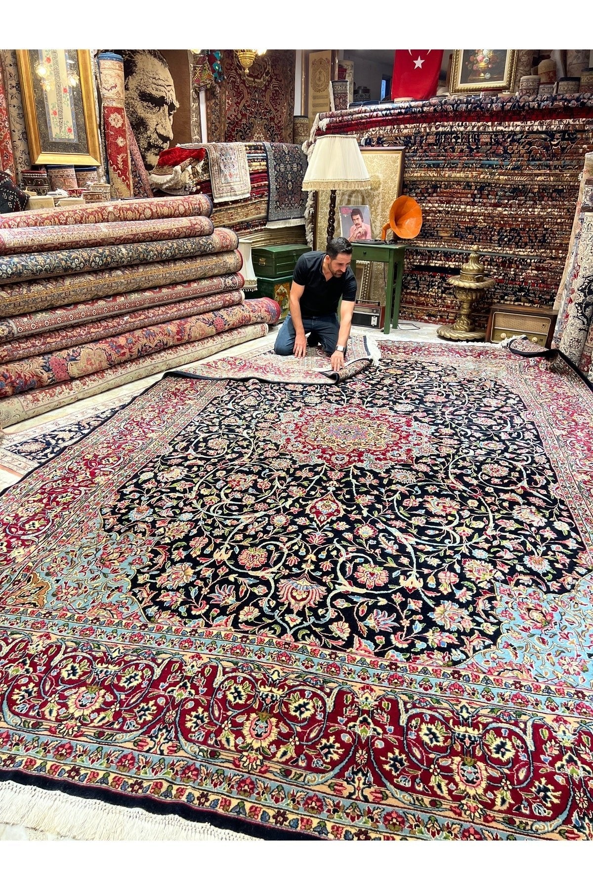 RD RAMAZAN DAG Hand Rug Art Hand-Woven Iranian kirman Rug Signed Collector Piece Natural Dye Size 4.45x2.95 - MALLTURK
