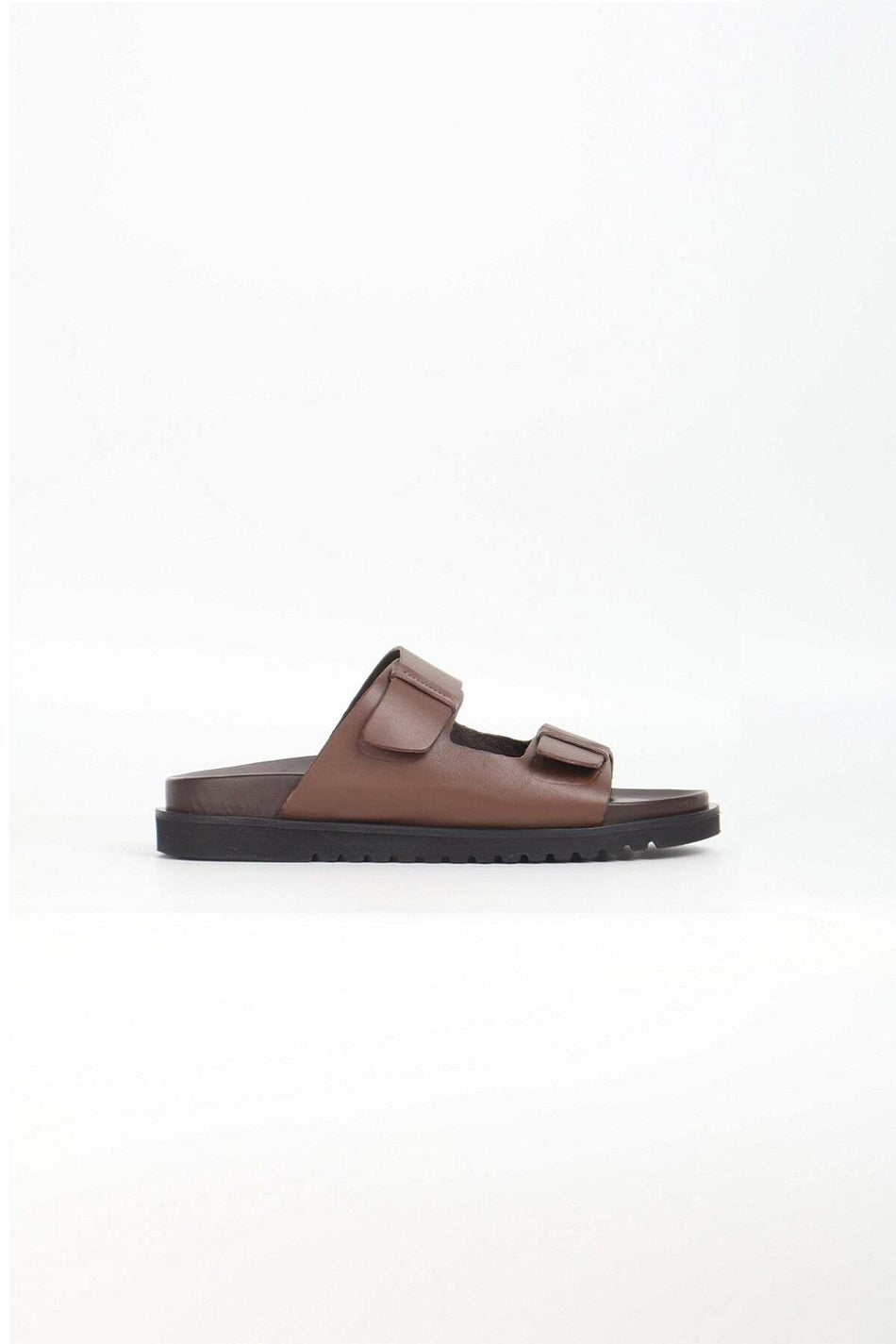 Hasema Double Strap Dark Brown Leather Men's Beach Slippers 2202-06