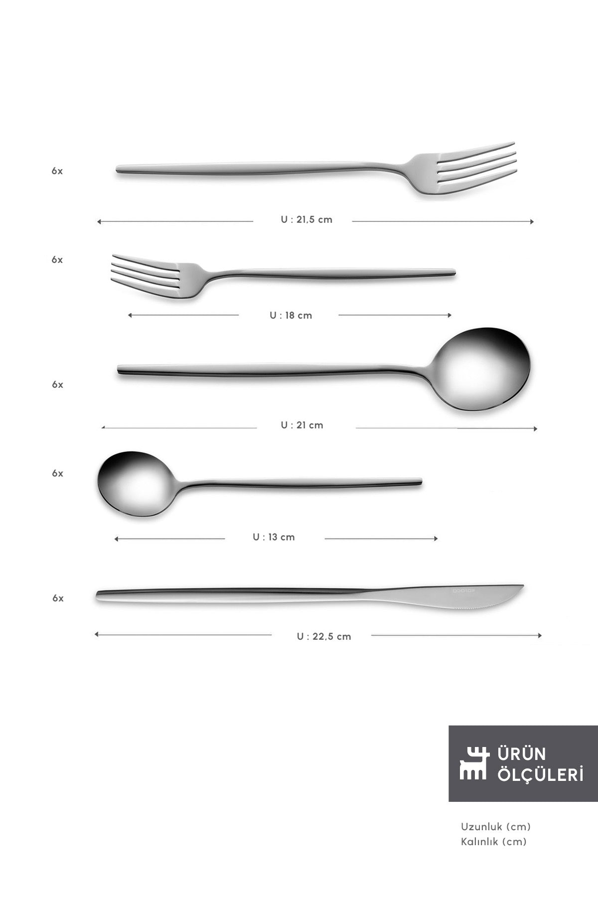 Karaca orion platin 6 Place Setting 30 Piece Flatware Set - MALLTURK