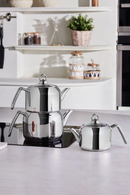 Karaca Tres 3-Piece induction Base Teapot Set (Metal) - MALLTURK