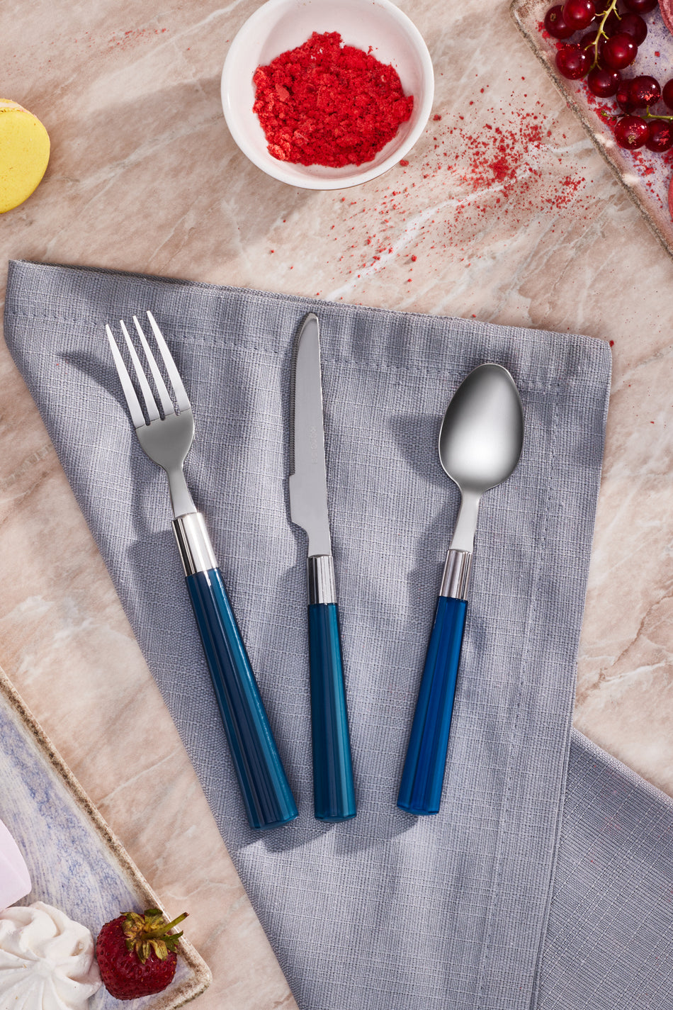 Karaca fluca 18 Piece 6 Place Setting kahvalti Flatware Set mavi - MALLTURK