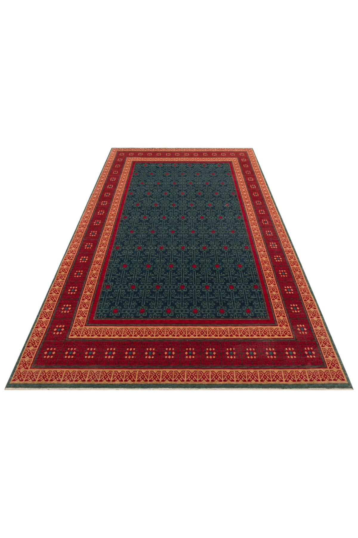 Kalesta Rug Rustik 13 Navy Red Natural Wool ile Ozel Tezgahlarda Hand-Woven Teknikleri ile Uretilen Living Room Rug