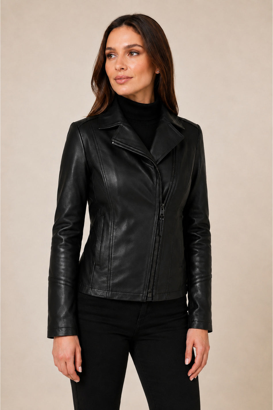 ALIN Opal Women's Genuine Leather Jacket Black