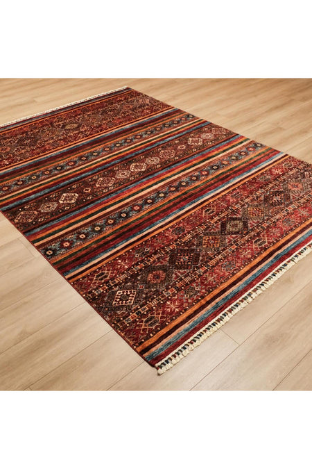 Halicizade Rengarenk Ethnic Pattern Hand-Woven Authentic Anatolian Rug - MALLTURK