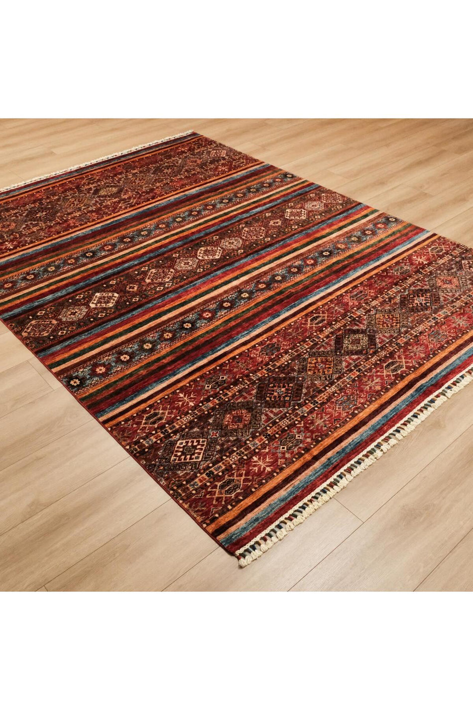 Halicizade Rengarenk Ethnic Pattern Hand-Woven Authentic Anatolian Rug - MALLTURK