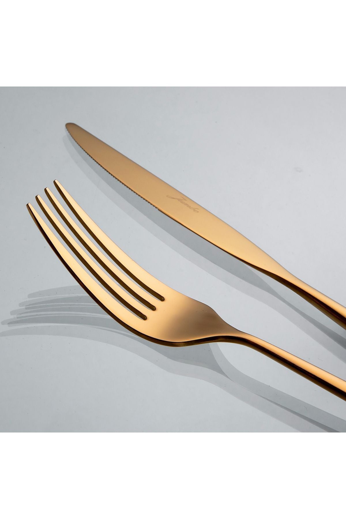 Jumbo 5900 infinity titanyum bronz 12 Place Setting 84 Piece Flatware Set - MALLTURK