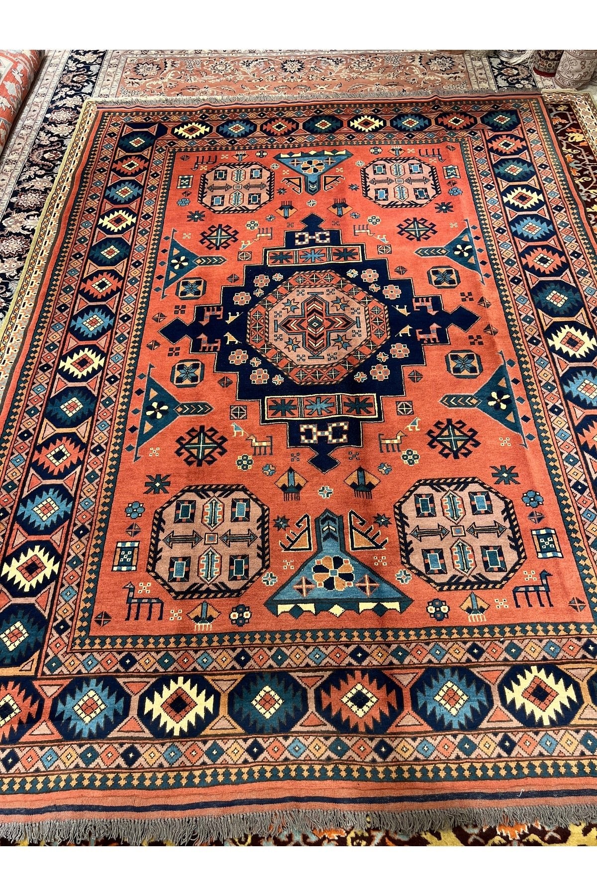 RD RAMAZAN DAG Hand Rug Art Hand-Woven Afghan Rug Cotton Base Wool Weave Natural Dye