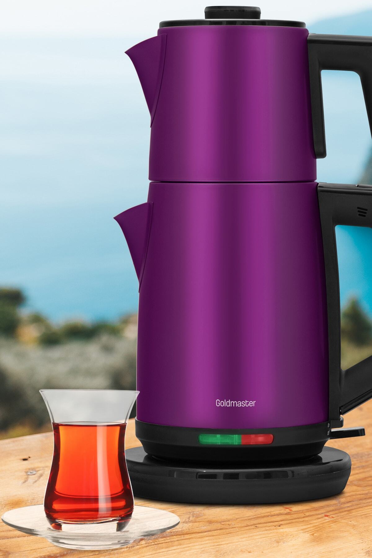 GoldMaster GM7344V Acacia Violet XL 2200 Watt Patented Drip-Free Design Stainless Steel Tea Maker and Water Kettle - MALLTURK