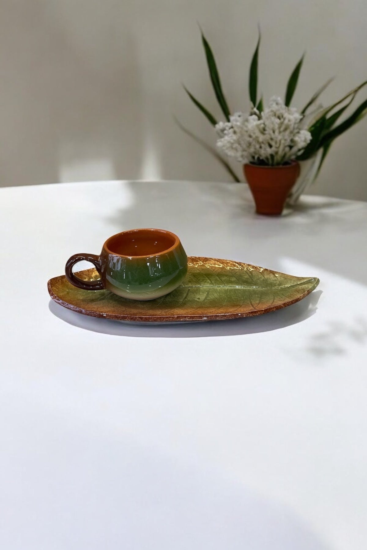 Eporselen Walnut Leaf Single 2-Piece Coffee Cup Set - MALLTURK