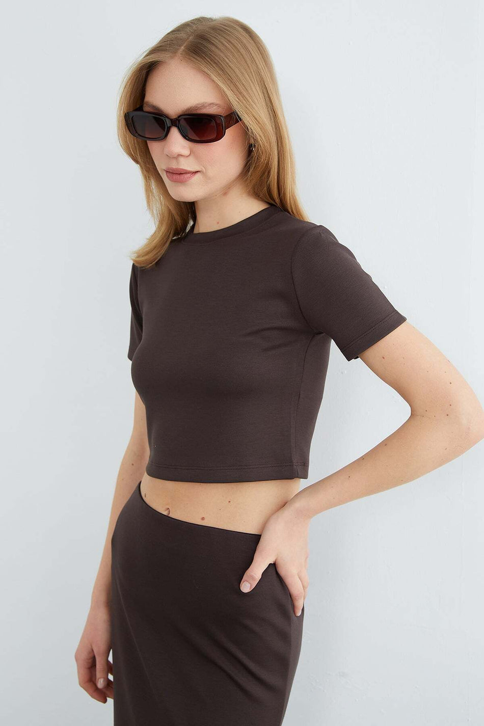 Basic Slit Modal Skirt 2-Piece Set