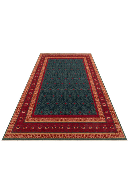 Kalesta Rug Rustik 13 Navy Red Natural Wool with Special Looms Hand-Woven Techniques with Produced Living Room Rug - MALLTURK