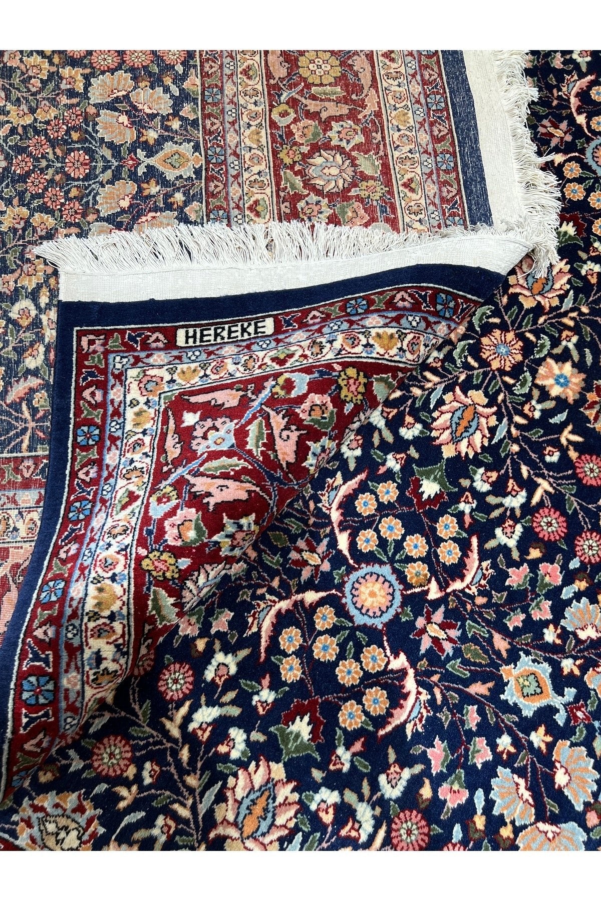 RD RAMAZAN DAG Hand Rug Art Hand-Woven Hereke Rug Signed Seven Mountains Flower Size 300x200 - MALLTURK